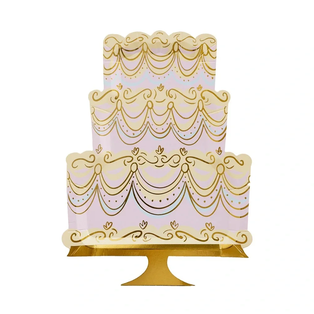Gold and White Cake Stand Paper Plates